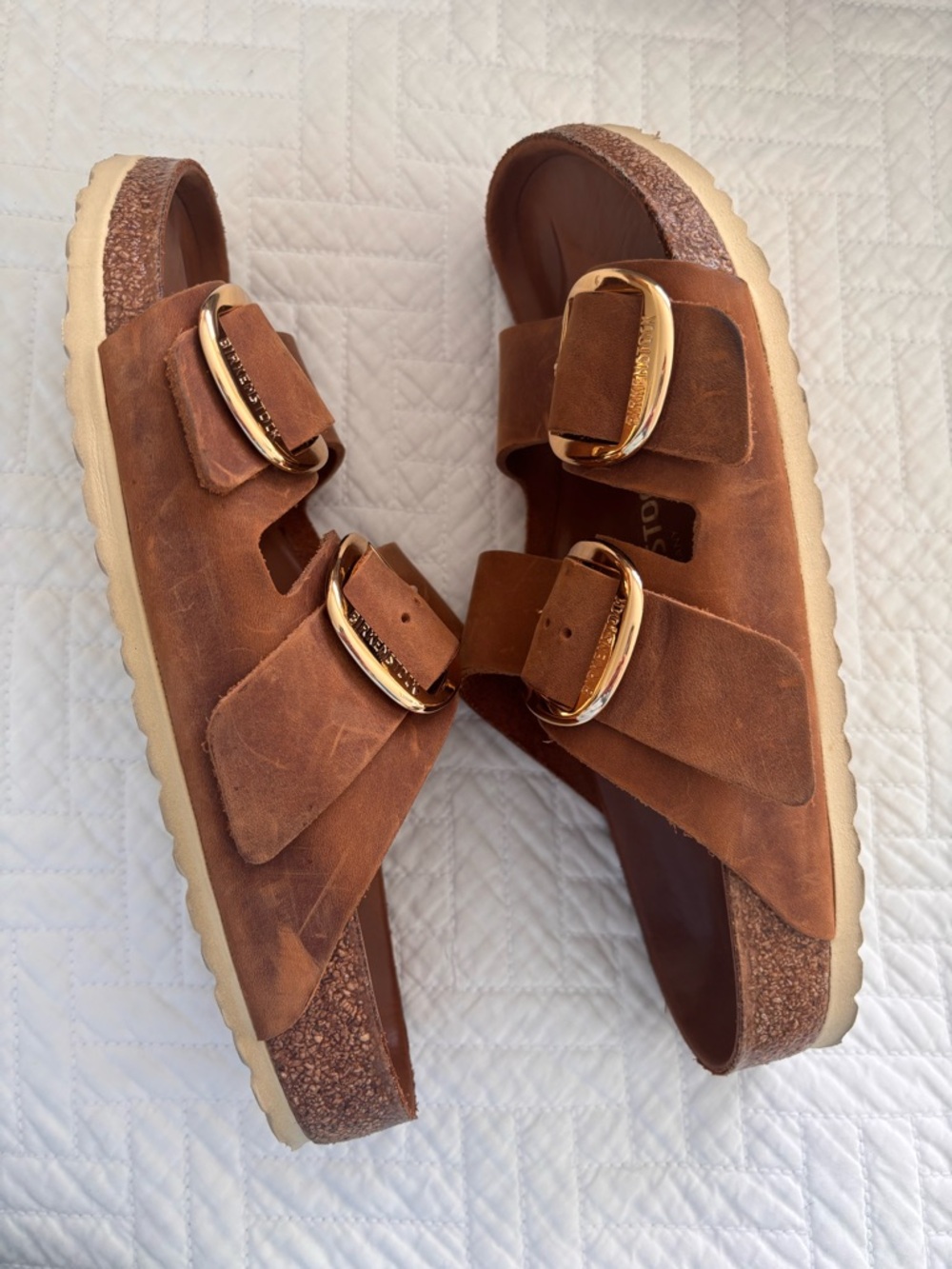 Birkenstock Airizona oiled leather Double-Buckle Slide Sandals - Picture 3 of 5